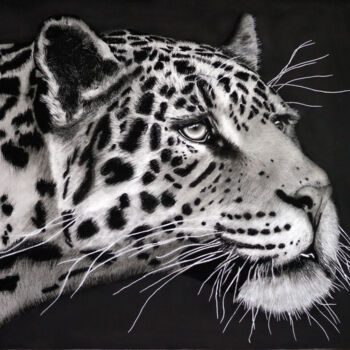 Dessin intitulée "Stalking Jaguar" par Lynton Bolton, Œuvre d'art originale, Fusain