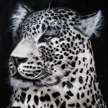 Dessin intitulée "Javan Leopard Portr…" par Lynton Bolton, Œuvre d'art originale, Fusain