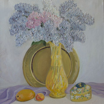 Painting titled "Сирень" by Liudmila Petrosian, Original Artwork, Oil