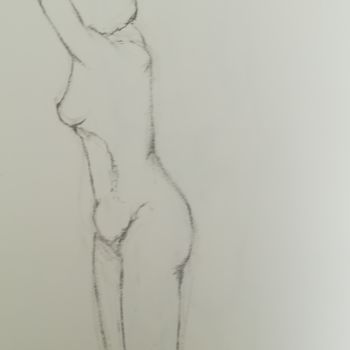 Drawing titled "Femme implorante à…" by Lyphan, Original Artwork, Charcoal