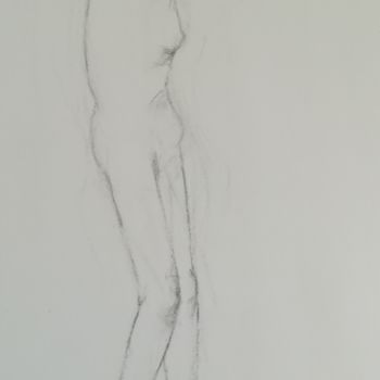 Drawing titled "Femme implorante de…" by Lyphan, Original Artwork, Charcoal