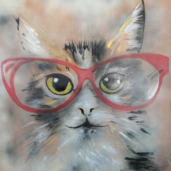 Malerei mit dem Titel "Meow cat 2" von Lyric.P / H, Original-Kunstwerk, Acryl