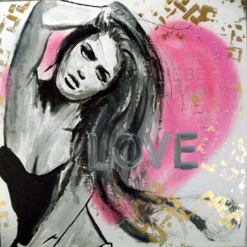 Schilderij getiteld "Love story n°2 : AM…" door Lyric.P / H, Origineel Kunstwerk, Acryl