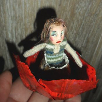 Escultura titulada "Mini Marionnette en…" por Dominique Lysiak, Obra de arte original