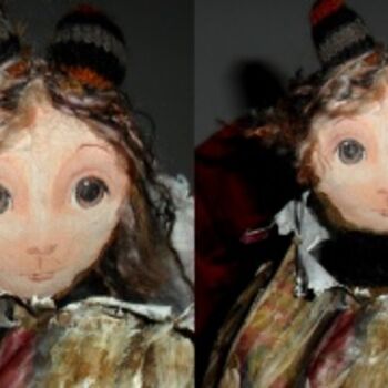 Sculpture intitulée "Marionnette en papi…" par Dominique Lysiak, Œuvre d'art originale
