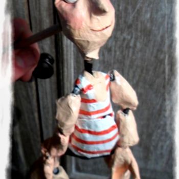 Sculpture intitulée "Marionnette en papi…" par Dominique Lysiak, Œuvre d'art originale