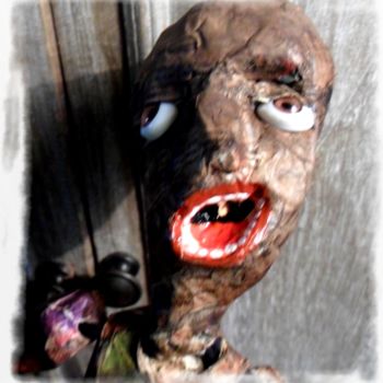 Sculpture intitulée "Marionnette à bâton…" par Dominique Lysiak, Œuvre d'art originale
