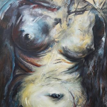Картина под названием "Buste de femme" - Lysiane D. Coste, Подлинное произведение искусства, Акрил