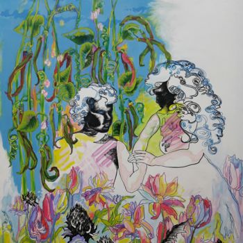 Painting titled "Les deux sœurs" by Lysiane D.Coste, Original Artwork, Acrylic