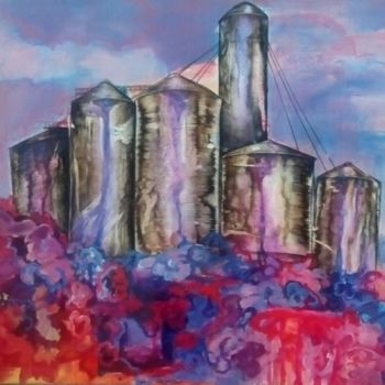 Painting titled "Les silots" by Lysiane D.Coste, Original Artwork, Acrylic