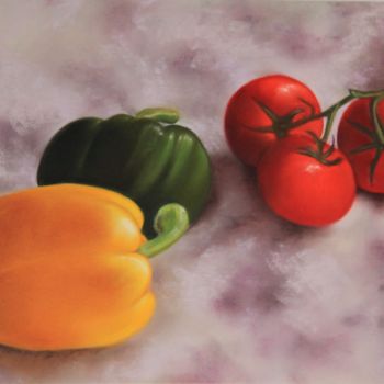 Schilderij getiteld "Légumes du jardin" door Lysiane Lagauzere, Origineel Kunstwerk