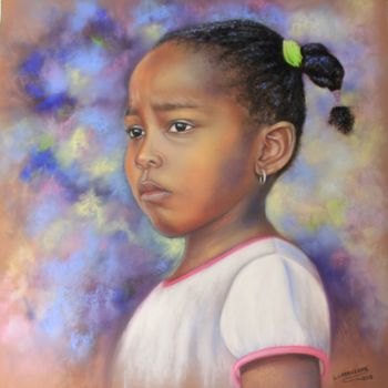 Painting titled "Songeuse" by Lysiane Lagauzere, Original Artwork, Pastel