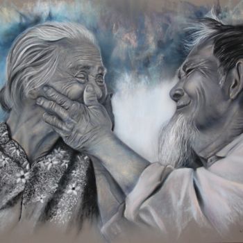 Painting titled "Affection" by Lysiane Lagauzere, Original Artwork, Pastel