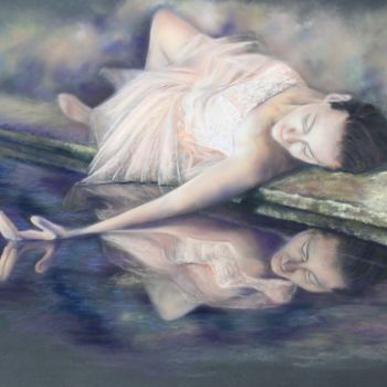 Painting titled ""Reflets romantique…" by Lysiane Lagauzere, Original Artwork, Pastel