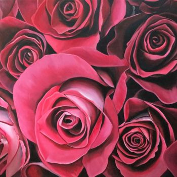 Painting titled "Roses" by L.Oliver, Original Artwork, Oil