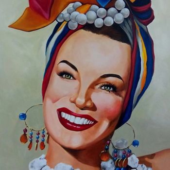 Malerei mit dem Titel "Carmen Miranda" von L.Oliver, Original-Kunstwerk, Öl
