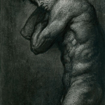 「Male nude V」というタイトルの描画 Lyubomir Naydenovによって, オリジナルのアートワーク, 木炭
