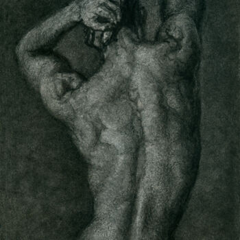 Tekening getiteld "Male nude VI" door Lyubomir Naydenov, Origineel Kunstwerk, Houtskool