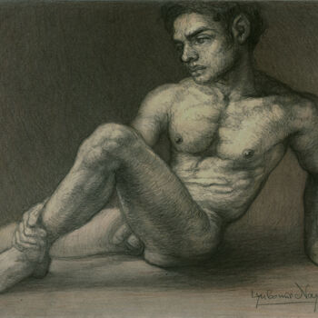 Drawing titled "Male nude" by Lyubomir Naydenov, Original Artwork, Other