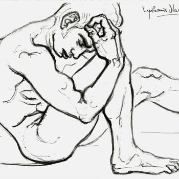 Dessin intitulée "Nude (Sadness)" par Lyubomir Naydenov, Œuvre d'art originale, Crayon