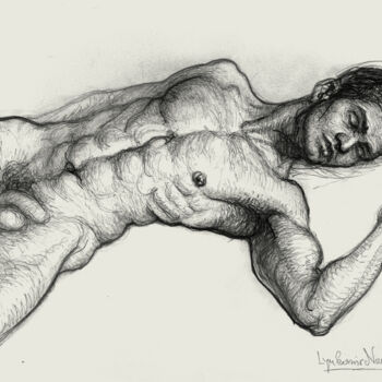 Σχέδιο με τίτλο "Male nude (Rest)" από Lyubomir Naydenov, Αυθεντικά έργα τέχνης, Μολύβι