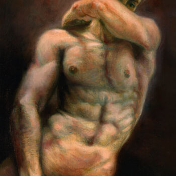 Schilderij getiteld "Male nude (I can se…" door Lyubomir Naydenov, Origineel Kunstwerk