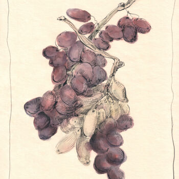 Картина под названием "Grapes" - Lyubov Fonareva, Подлинное произведение искусства, Акварель