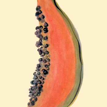 Картина под названием "Papaya" - Lyubov Fonareva, Подлинное произведение искусства, Акварель