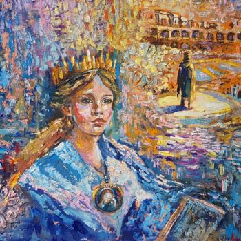 Painting titled "Henry et Anna aux J…" by Lyudmila Bashuk, Original Artwork, Oil Mounted on Cardboard