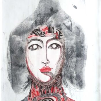 Prenten & gravures getiteld "Looking inside myse…" door Lyudmila Belenkina, Origineel Kunstwerk, Inkt