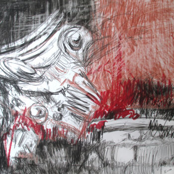 Drawing titled ""Destruction outsid…" by Lyudmila Belenkina, Original Artwork, Pastel