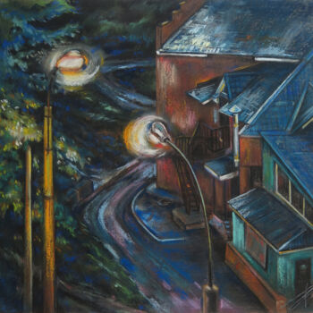 Картина под названием "Two lights on the s…" - Lyudmila Chupina, Подлинное произведение искусства, Пастель