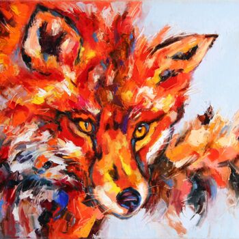 Peinture intitulée "Fox painting origin…" par Lyudmila Knyazeva, Œuvre d'art originale, Huile