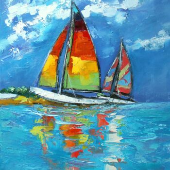 Картина под названием "Seascape paintings…" - Lyudmila Knyazeva, Подлинное произведение искусства, Масло Установлен на Дерев…