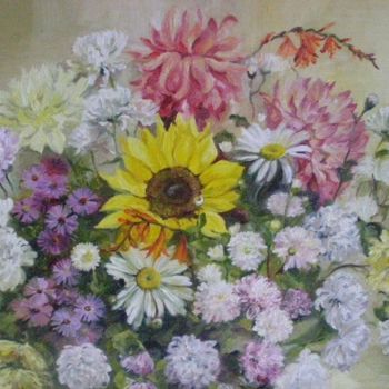 Painting titled "Солнечный цветок" by Zakharova Elena Iurevna, Original Artwork