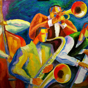 Peinture intitulée ""Magic Jazz"" par Leon Zernitsky, Œuvre d'art originale, Acrylique