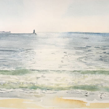 Painting titled "Atlantique Ocean" by M Batté Gauthier (M B), Original Artwork, Watercolor