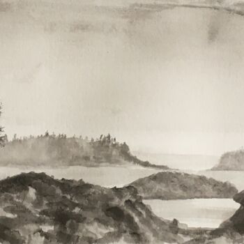 Peinture intitulée "Ucluelet View" par M Batté Gauthier (M B), Œuvre d'art originale, Encre