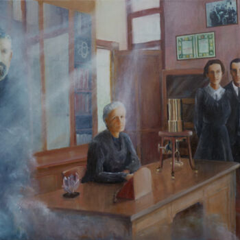 "Famille Curie" başlıklı Tablo M Batté Gauthier (M B) tarafından, Orijinal sanat, Petrol