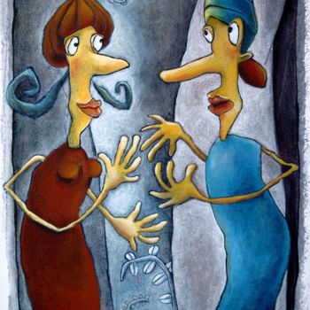 Painting titled "CONCILIABULE" by Marie-Claire Warmont, Original Artwork, Acrylic