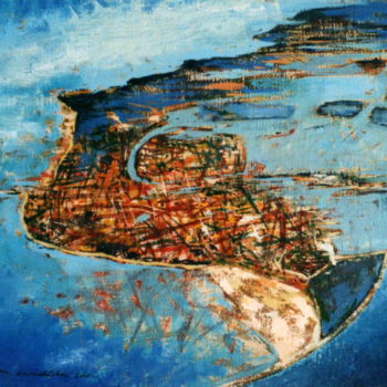 Schilderij getiteld "laguna" door Maurizio Cavicchiola, Origineel Kunstwerk, Olie