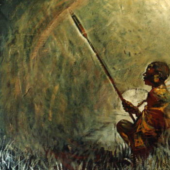 Pittura intitolato "anima africana" da Maurizio Cavicchiola, Opera d'arte originale, Tempera
