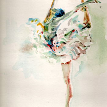 Painting titled "ballerina #artistsu…" by Maurizio Cavicchiola, Original Artwork, Watercolor