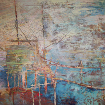 Painting titled "-Trabocco-" by Maurizio Cavicchiola, Original Artwork, Oil