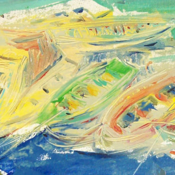 Pintura intitulada "Barche alla deriva…" por Maurizio Cavicchiola, Obras de arte originais, Óleo