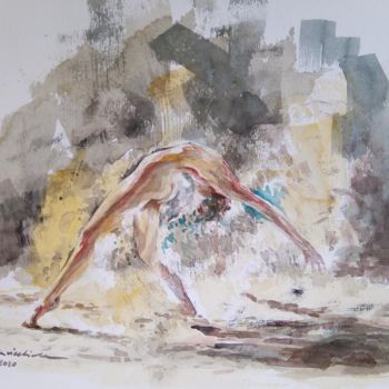 Pittura intitolato "Acrobatico" da Maurizio Cavicchiola, Opera d'arte originale, Acquarello