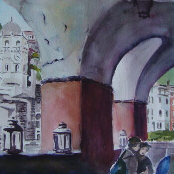 Painting titled "VERNAZZA- Giornata…" by M.D-Agostino, Original Artwork, Watercolor