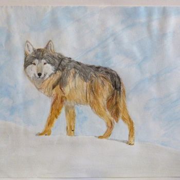 Drawing titled "Loup" by Mylène Delpy, Original Artwork, Pencil