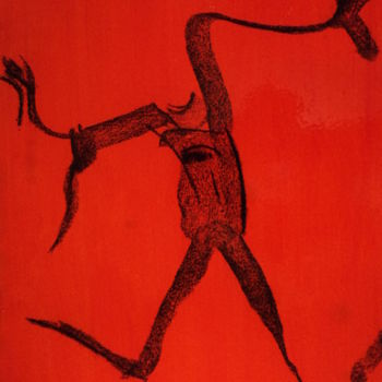 Peinture intitulée "" the running man "" par M.E.C, Œuvre d'art originale