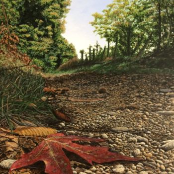 Pintura titulada ""Feuille d'automne"" por Mickael Gastineau, Obra de arte original, Acrílico Montado en Bastidor de camilla…